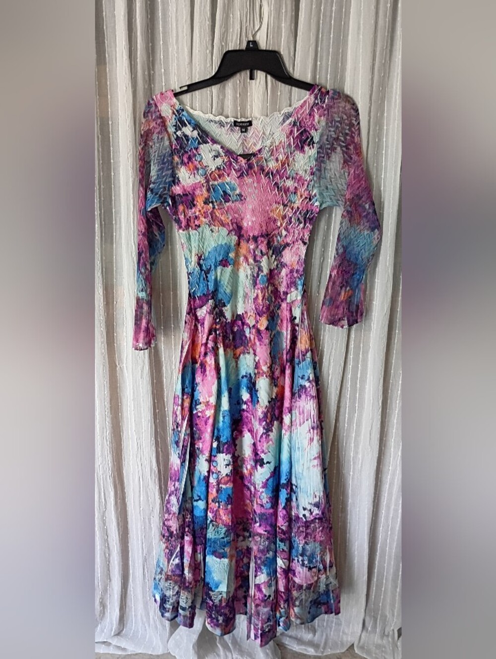 Komarov Purple Burst Multi-Color Watercolor Floral Maxi Dress Sz Medium NWT